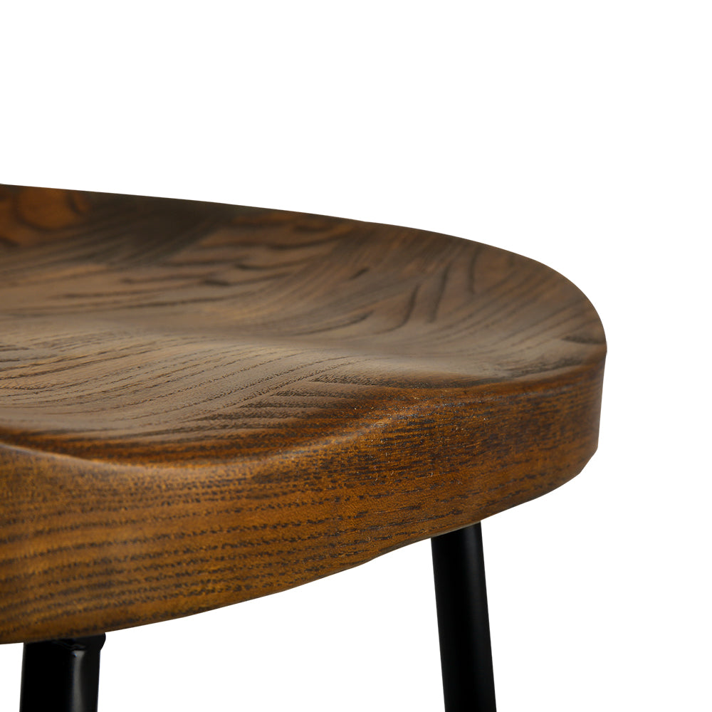 Artiss Set of 2 Elm Wood Backless Bar Stools 65cm - Black and Dark