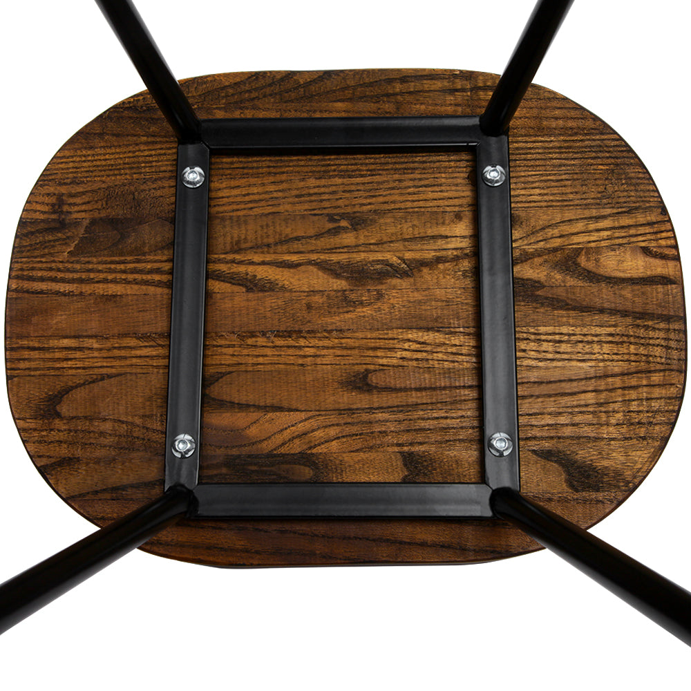 Artiss Set of 2 Elm Wood Backless Bar Stools 65cm - Black and Dark