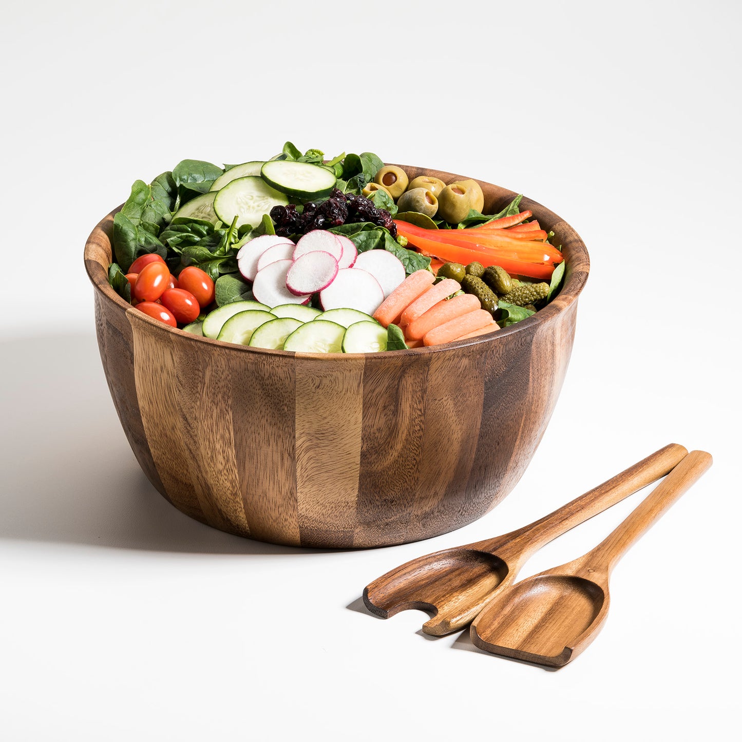 Soro X-Large Acacia Salad Bowl with Servers