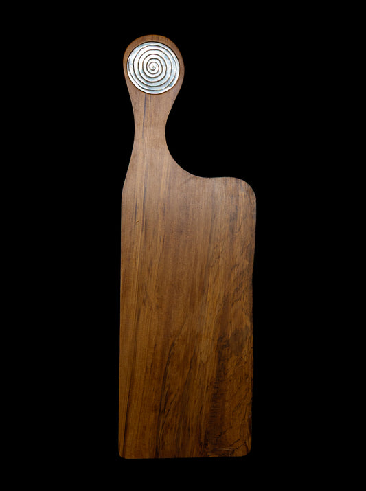 PREMIUM LIMITED EDITION Olivewood Serving Board with Pewter Insert – Handcrafted Elegance (59 x 20 x 1 cm / 23.2” x 7.9” x 0.4”)