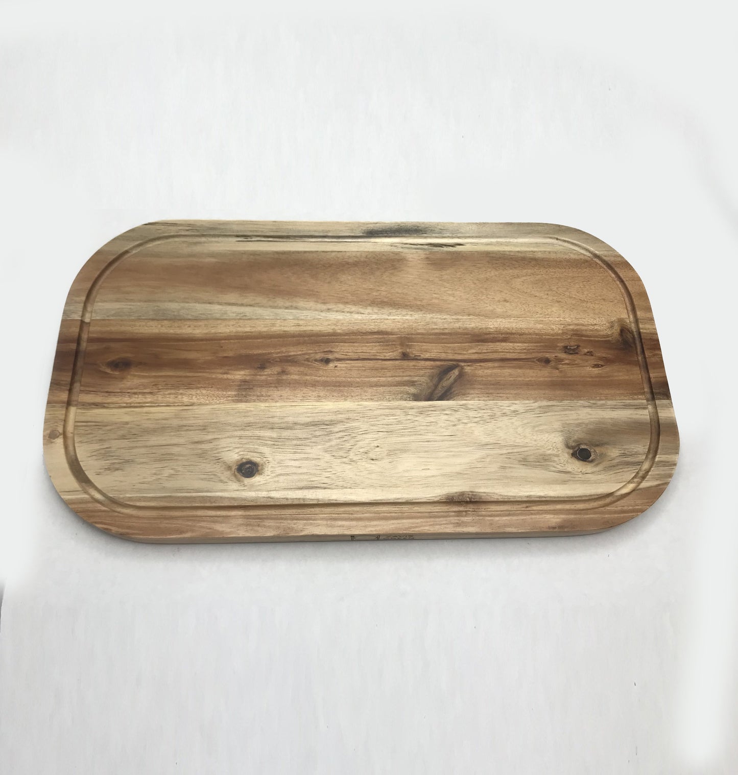 Zavis Green Acacia Wood Serving Rounded Cutting Board With Juice