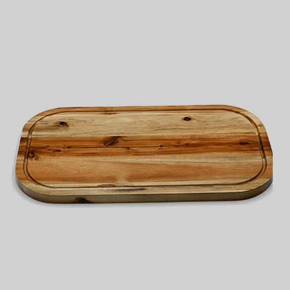 Zavis Green Acacia Wood Serving Rounded Cutting Board With Juice