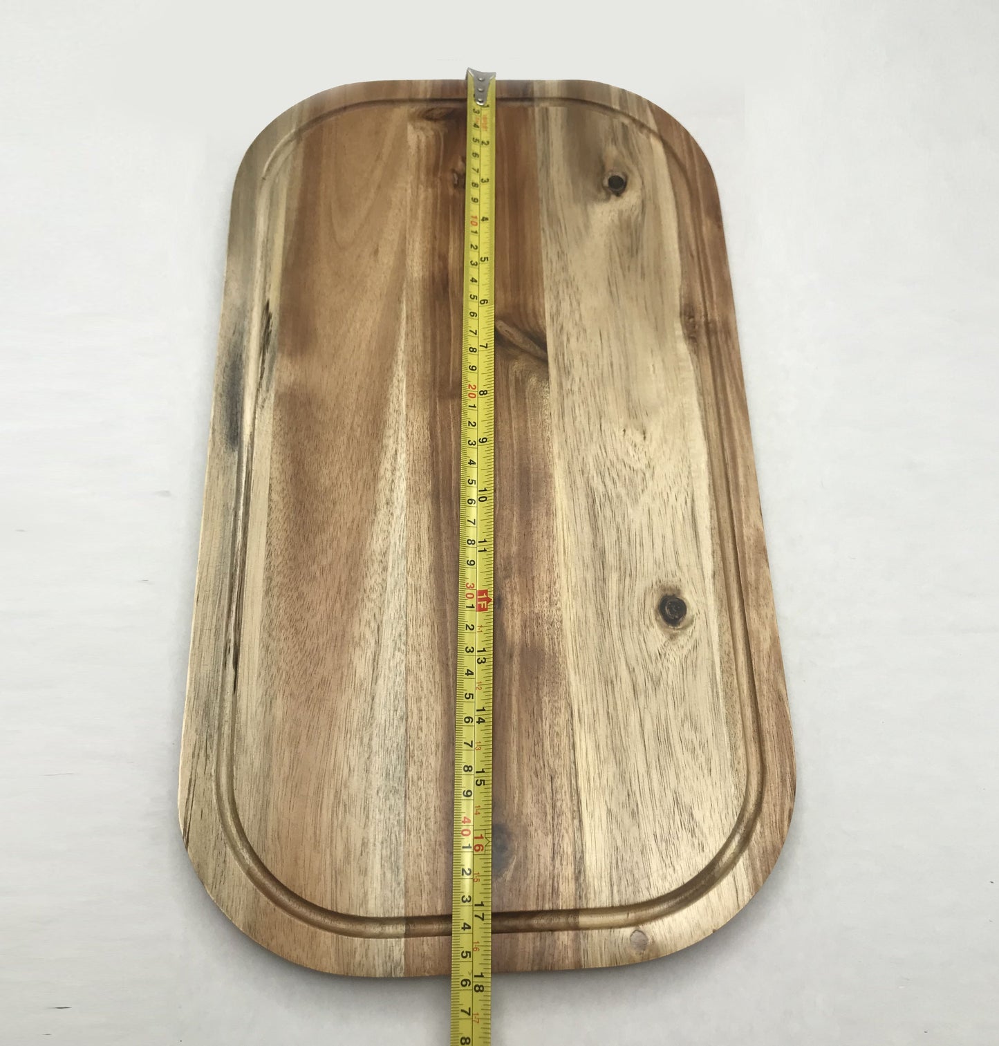 Zavis Green Acacia Wood Serving Rounded Cutting Board With Juice