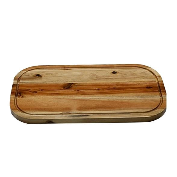 Zavis Green Acacia Wood Serving Rounded Cutting Board With Juice